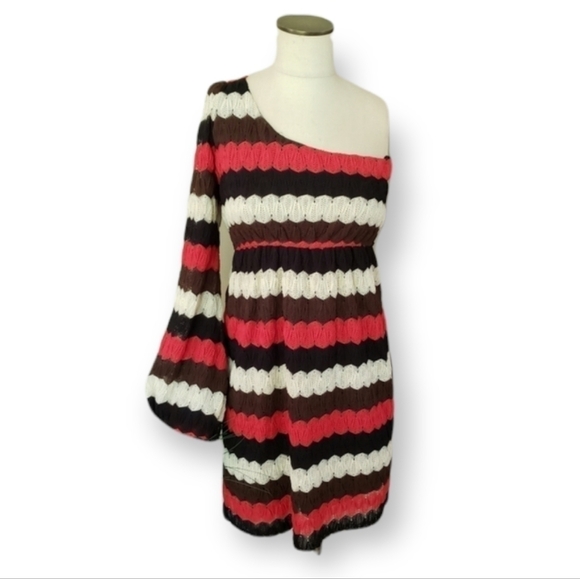 Judith March | L one shoulder knit dress stripe party boho - Picture 12 of 12